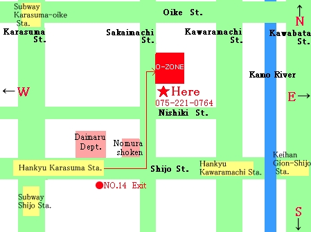 Kyoto Shijo class access map